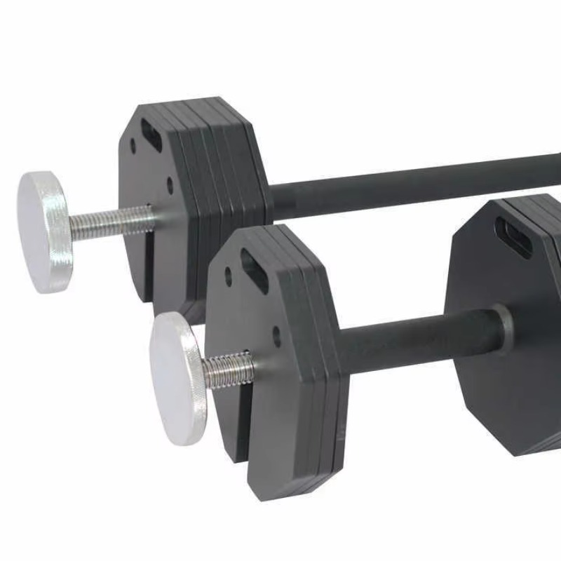 Adjustable Dumbbell Pair 40Kg - ดัมเบลโลหะรูปทรงแปดเหลี่ยมปรับน้ำหนักได้ 80 ปอนด์ อุปกรณ์ฟิตเนสอเนกประสงค์ พกพาสะดวก พร้อมแผ่นเสริมน้ำหนัก
