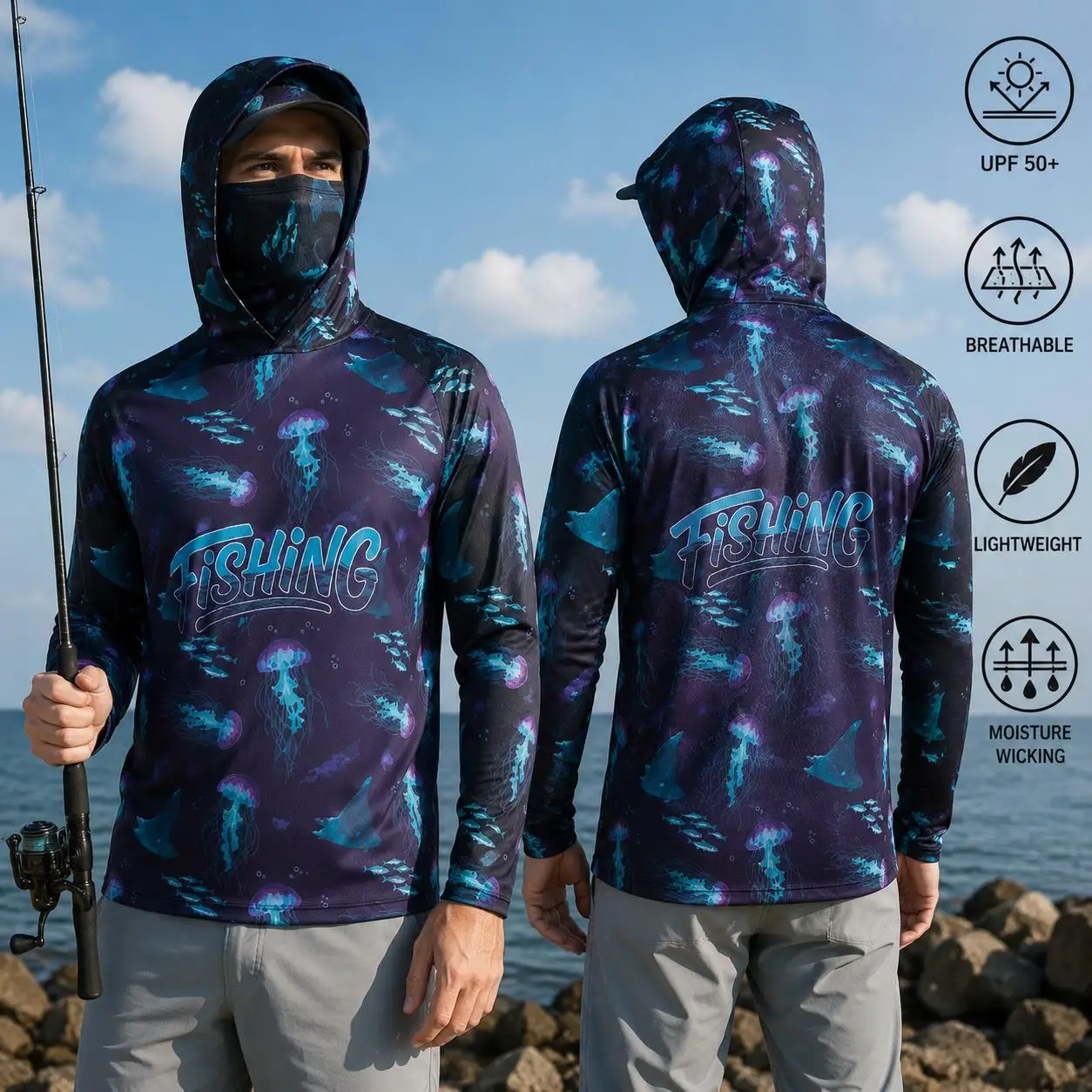 เสื้อตกปลาแบบมีฮู้ดสำหรับผู้ชา - Fishing บทวิจารณ์และราคา