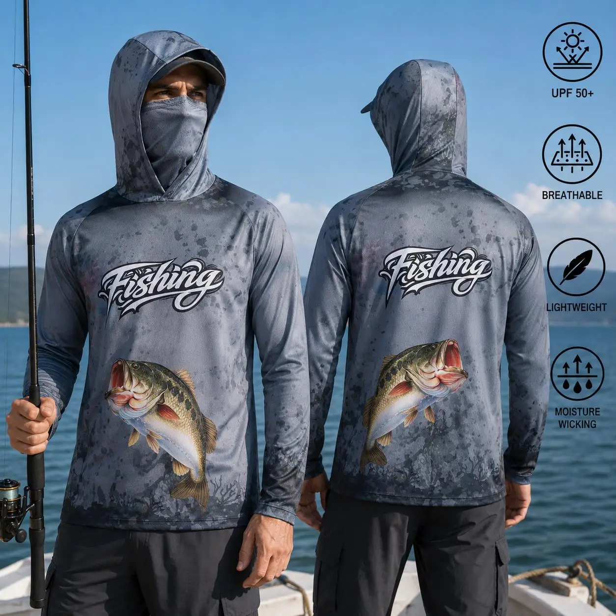 เสื้อตกปลาแบบมีฮู้ดสำหรับผู้ชา - Fishing บทวิจารณ์และราคา
